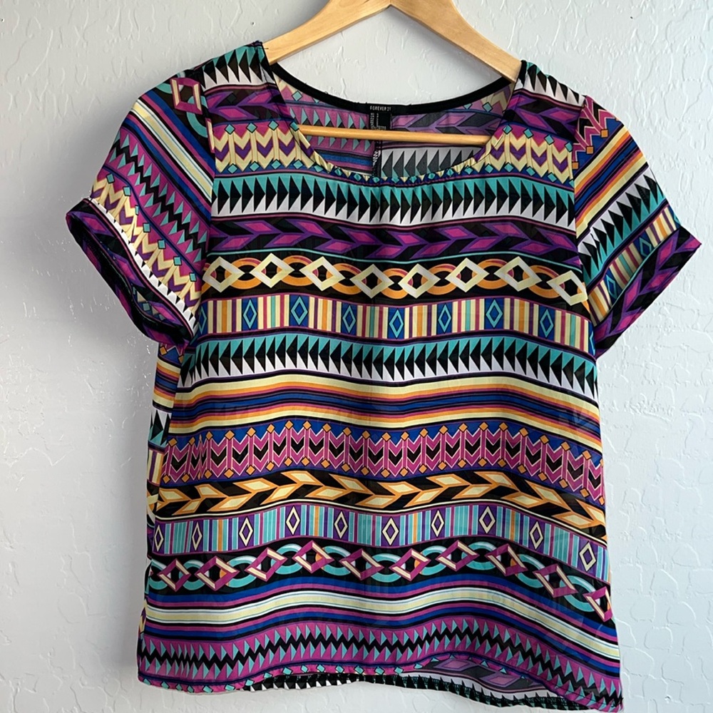 Forever 21 Sheer Printed Top